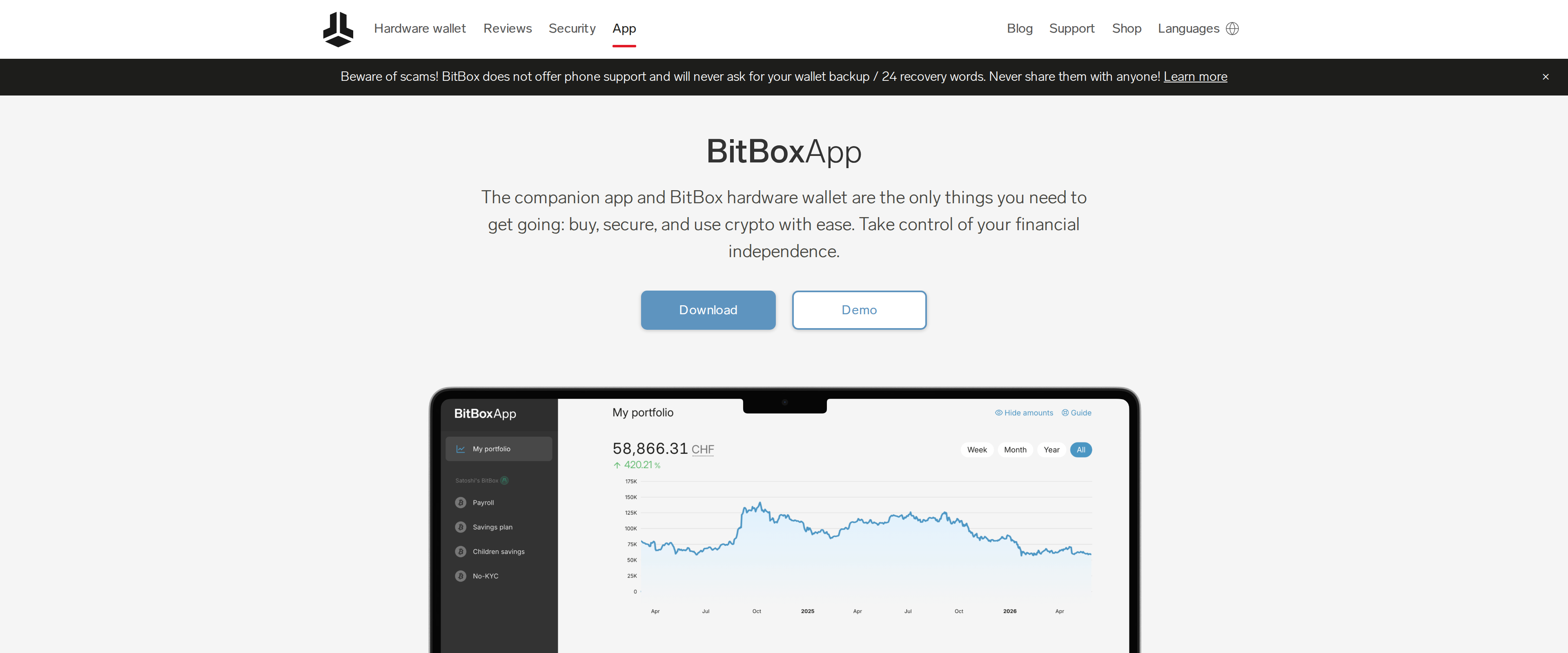 BitBoxApp accounts summary screen