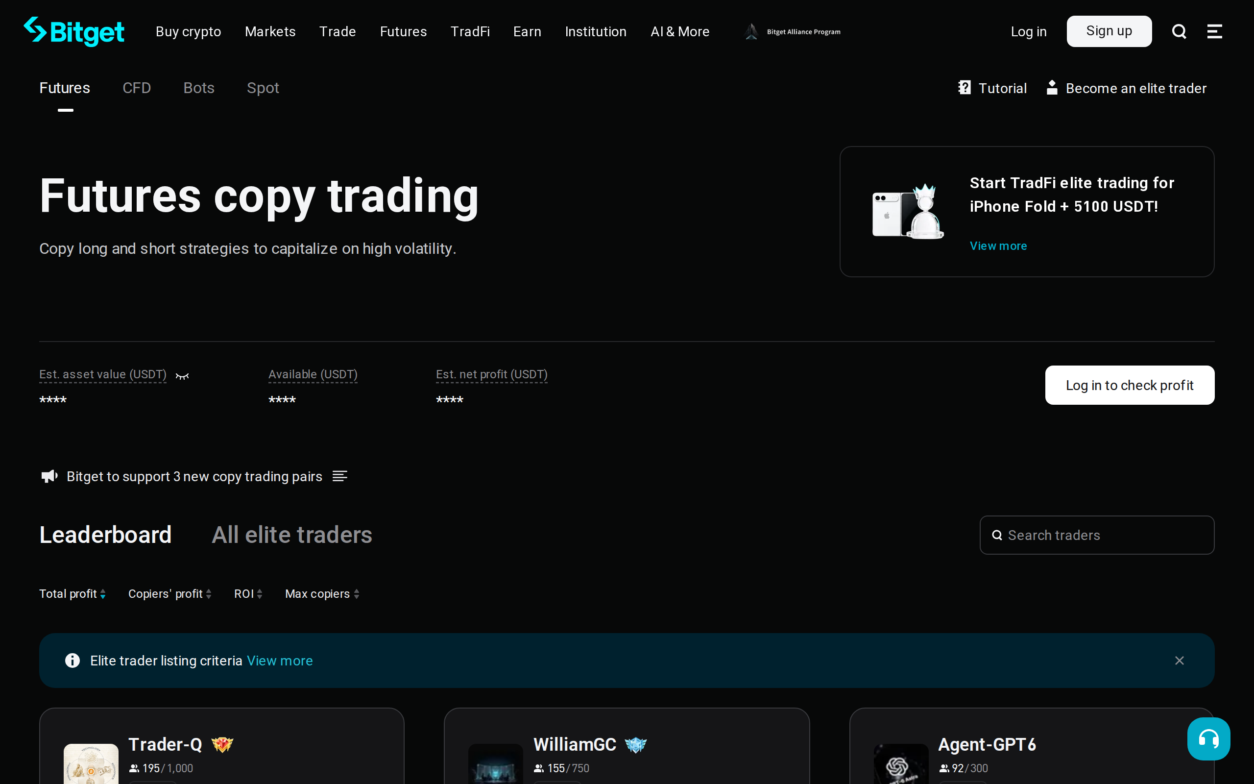 Bitget futures copy trading page describing copying long and short strategies